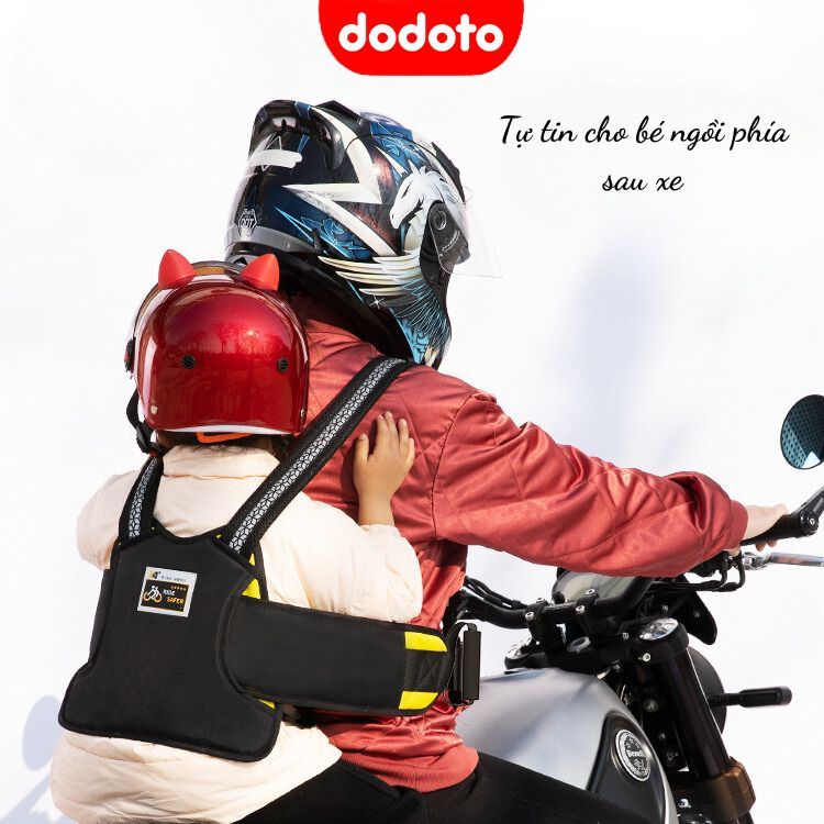 Đai đi xe máy cho bé từ 3 tuổi và người lớn Dodoto, đeo vai, thắt lưng, đai giữ bé ngồi xe máy cao cấp BT