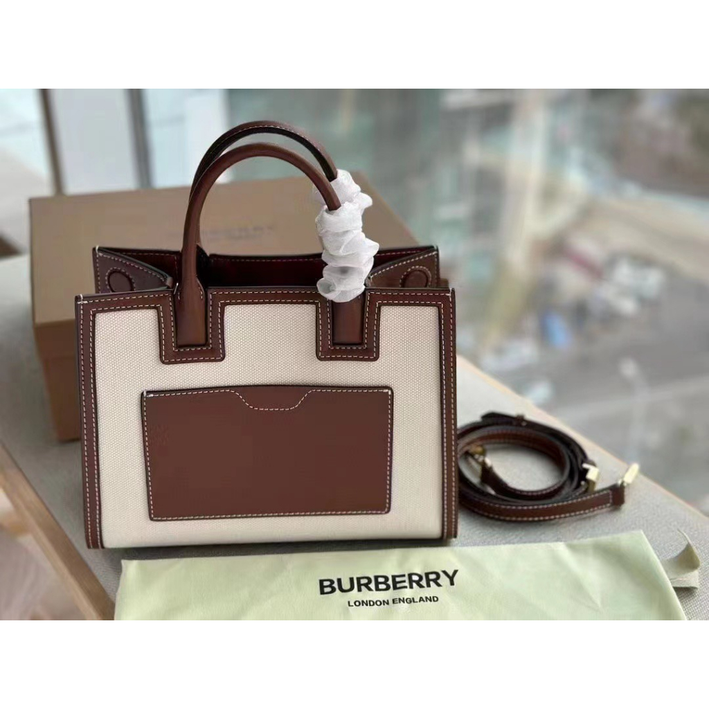 Túi xách Bur.be.ry tote size 23cm màu trắng