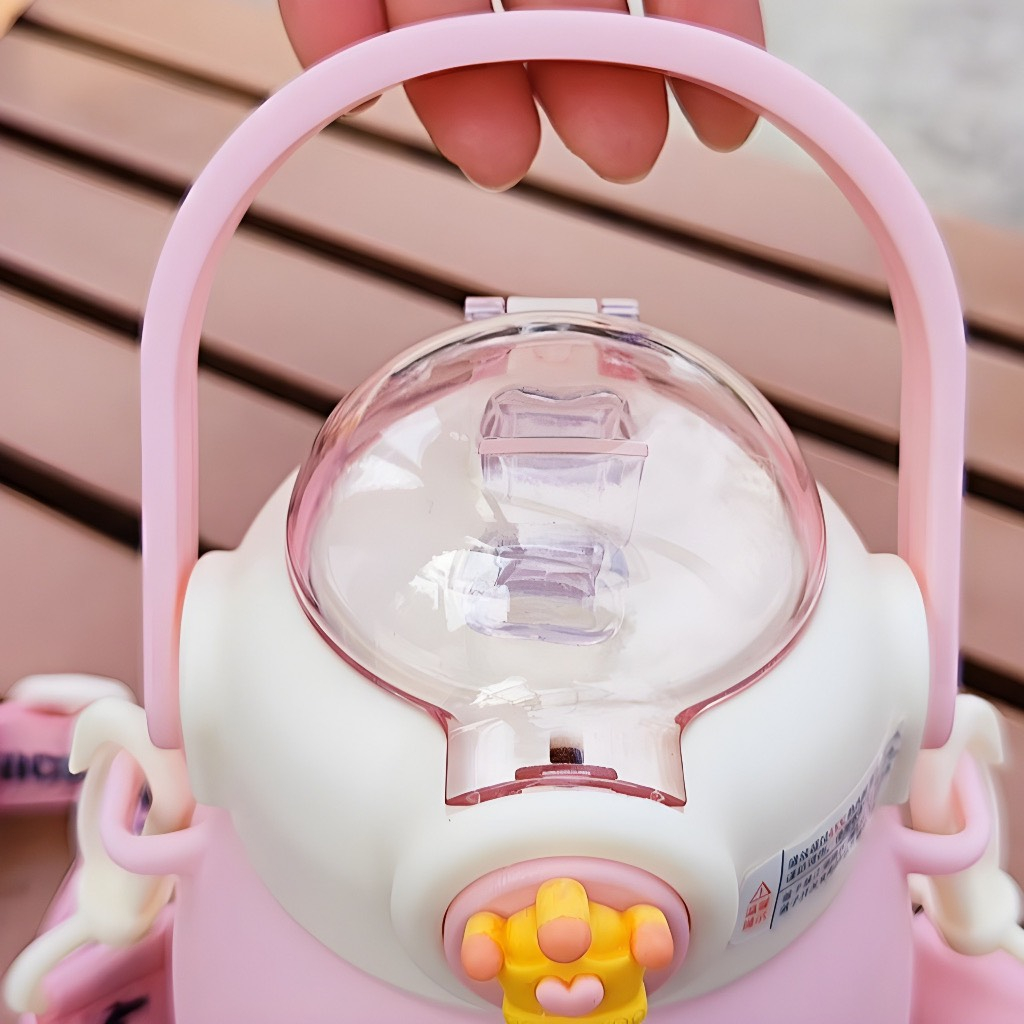 Bình nước giữ nhiệt 700ML INOX 316, bình giữ nhiệt cho bé có dây đeo tặng kèm sticker 2D, 3D, bộ rửa bình B12