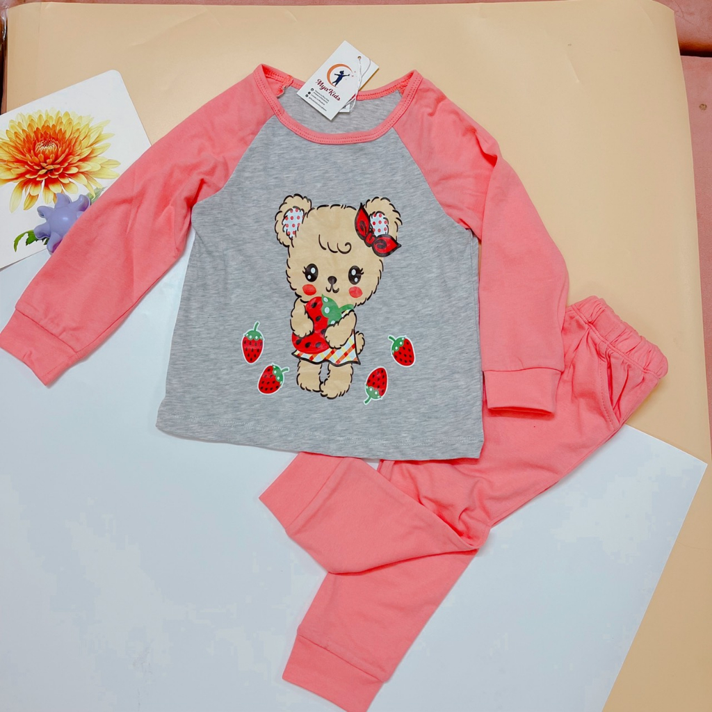 Bộ Dài Tay Bé Gái MyaKids, Bộ Thu Đông Bé Gái Chất Vải Cotton Mềm Thấm Hút Mồ Hôi