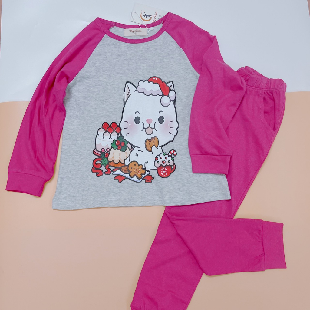 Bộ Dài Tay Bé Gái MyaKids, Bộ Thu Đông Bé Gái Chất Vải Cotton Mềm Thấm Hút Mồ Hôi