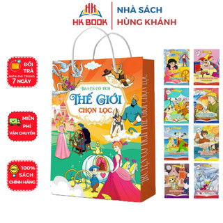 Sách - Combo túi 8 quyển Truyện Tranh Cổ Tích Thế Giới - Bộ truyện có mã QR file nghe - Song ngữ Việt Anh 1 túi- V TT 01