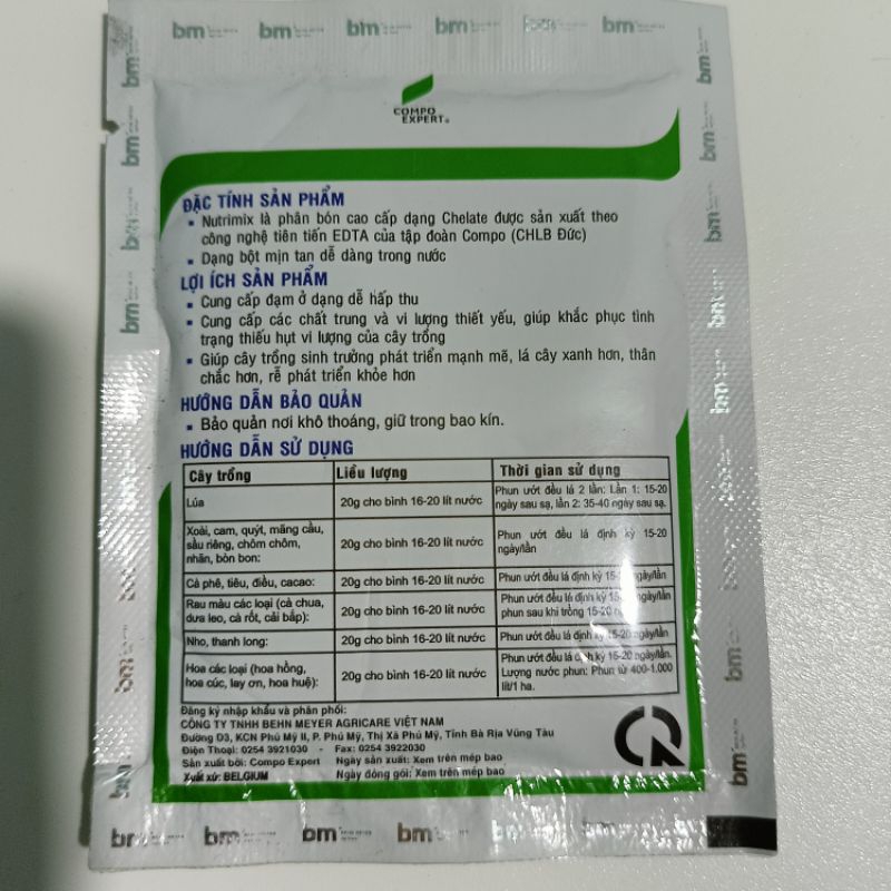 Phân bón BM, phân bón lá đạm trung vi lượng NUTRIMIX