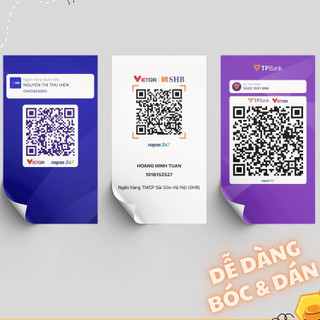 Combo 5 tấm decal dán mã QR code tài khoản ngân hàng - In thông tin tiện lợi