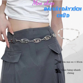 Đai váy dây xích bạc chuỗi chữ D hothit Đv043 - Dây nịt váy đầm áo chữ D cá tính Meo shop