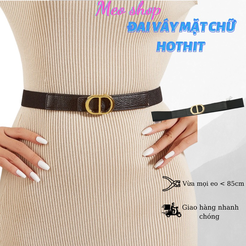 Đai váy mặt chữ CD C hothit mix đồ siêu sang chảnh ĐV042 - dây nịt váy đầm áo điệu chun co giãn Meoshop