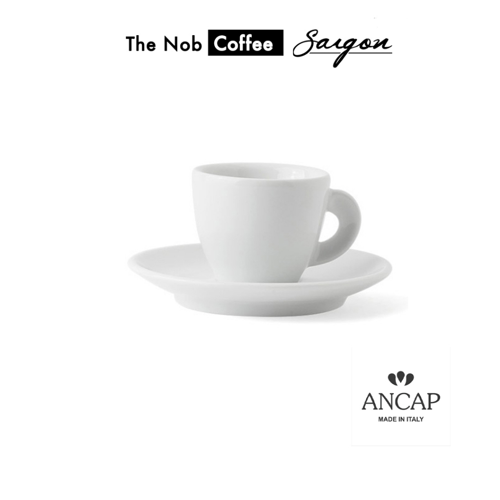 Bộ Ly tách kèm đĩa sứ trắng Ancap Espresso Bari 55ml | Nhập khẩu chính hãng Ý