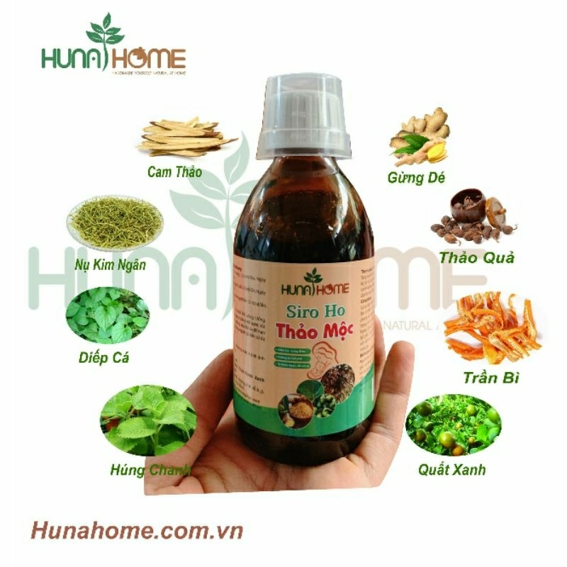 200ml Siro ho thảo mộc húng chanh- quất xanh Hunahome- siro ho cho trẻ sơ sinh- siro ho bà bầu