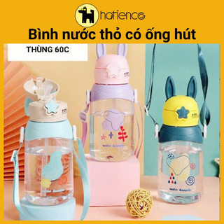 Bình nước nhựa, bình đựng nước tai thỏ có ống hút hàng cao cấp
