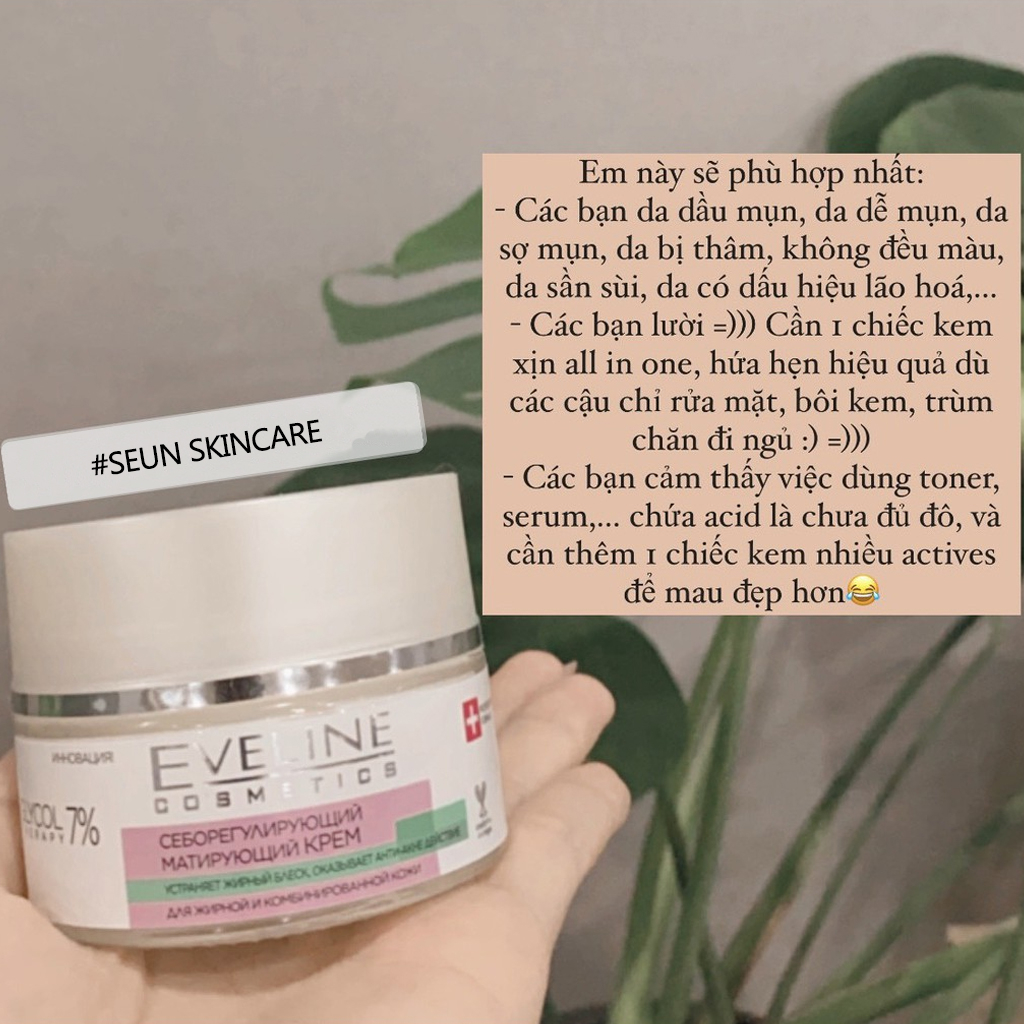 Kem dưỡng Eveline Glycol Therapy 7% ngừa mụn, mờ thâm 50ml