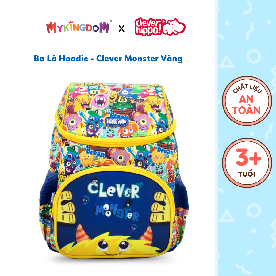 Ba Lô Hoodie Cho Bé CLEVER HIPPO - Clever Monster Vàng BM3105/YELLOW