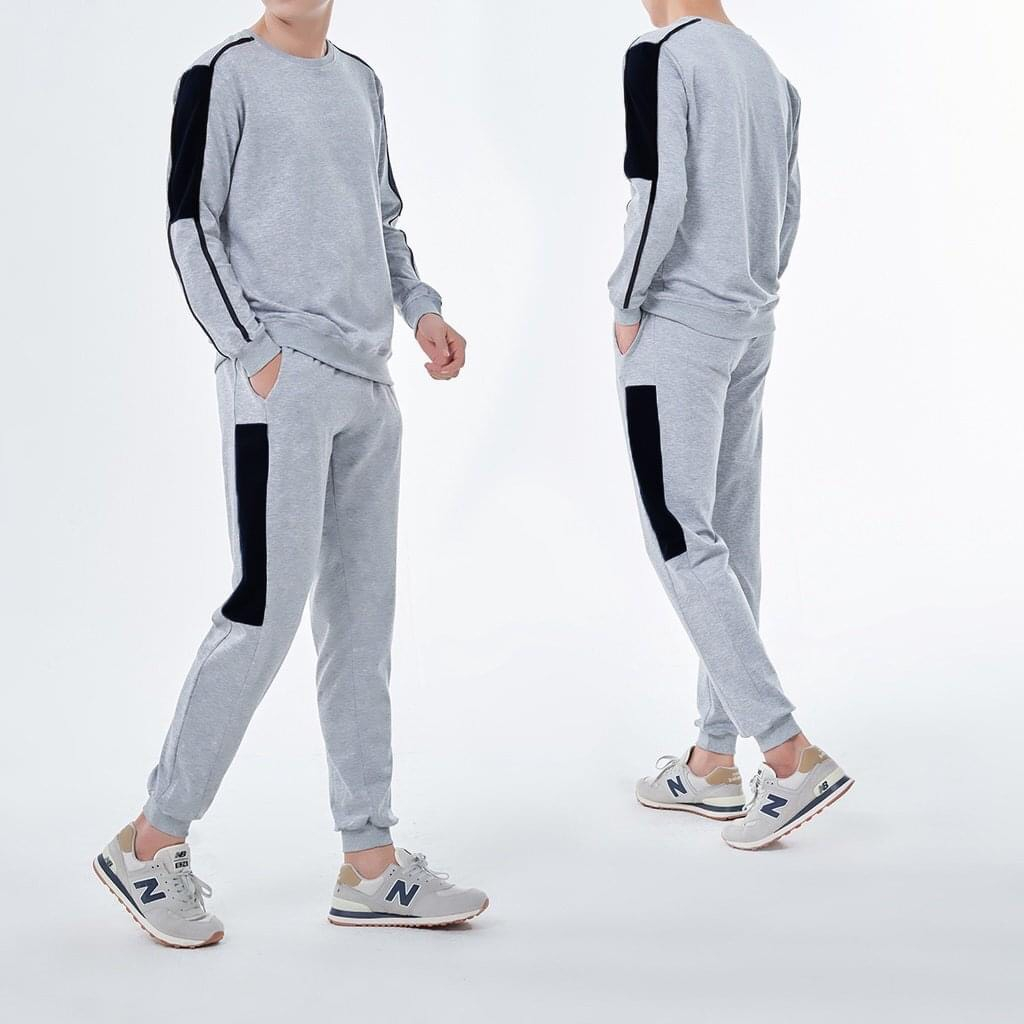 Bộ thể thao Nam thu đông phối xám cao cấp,phong cách trẻ trung đủ sz 45-85Kg