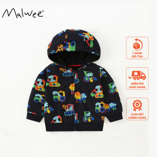 Áo khoác nỉ đen máy xúc Malwee thời trang trẻ em 2-7 tuổi MW7142