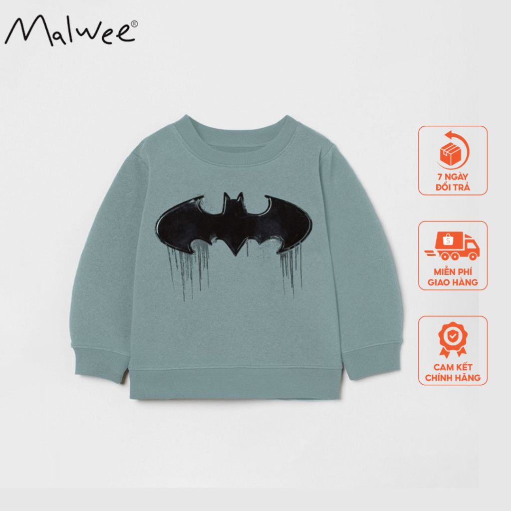 Áo nỉ da cá Batman xanh Malwee thời trang trẻ em cho bé từ 2-7 tuổi MW8649