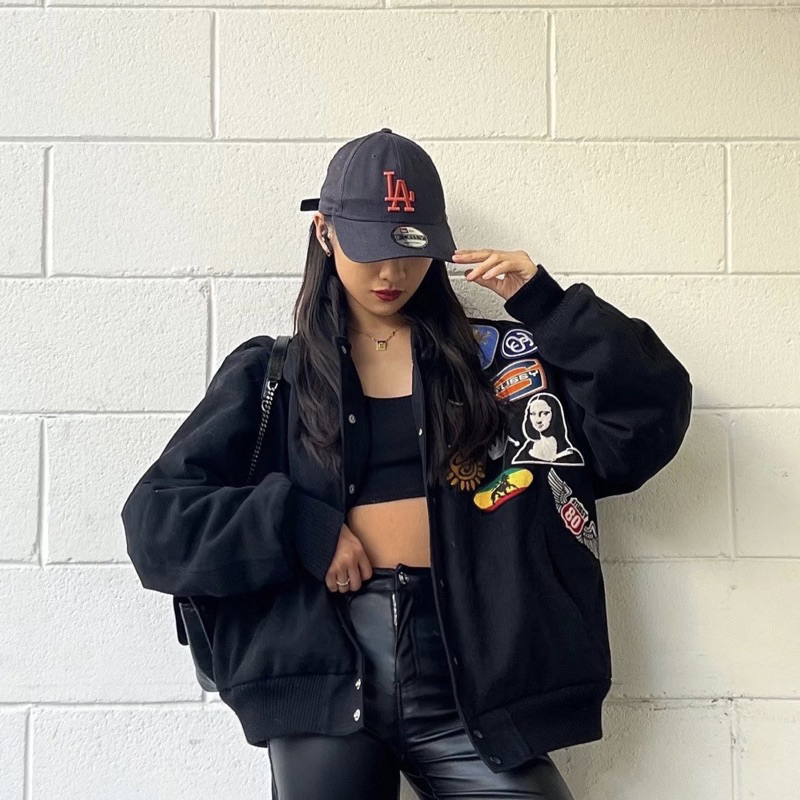 Áo Khoác Bomber SS nhiều logo bên vai bản cao cấp