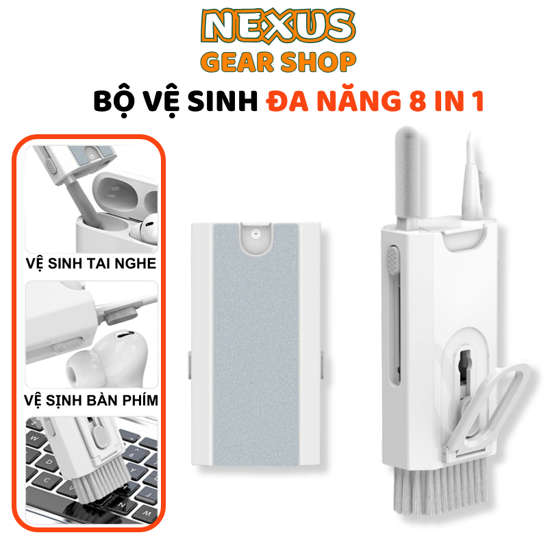 Bộ dụng cụ vệ sinh Q8 8 trong 1 vệ sinh laptop, bàn phím, điện thoại tai nghe đa tích hợp nhiều công năng khác nhau