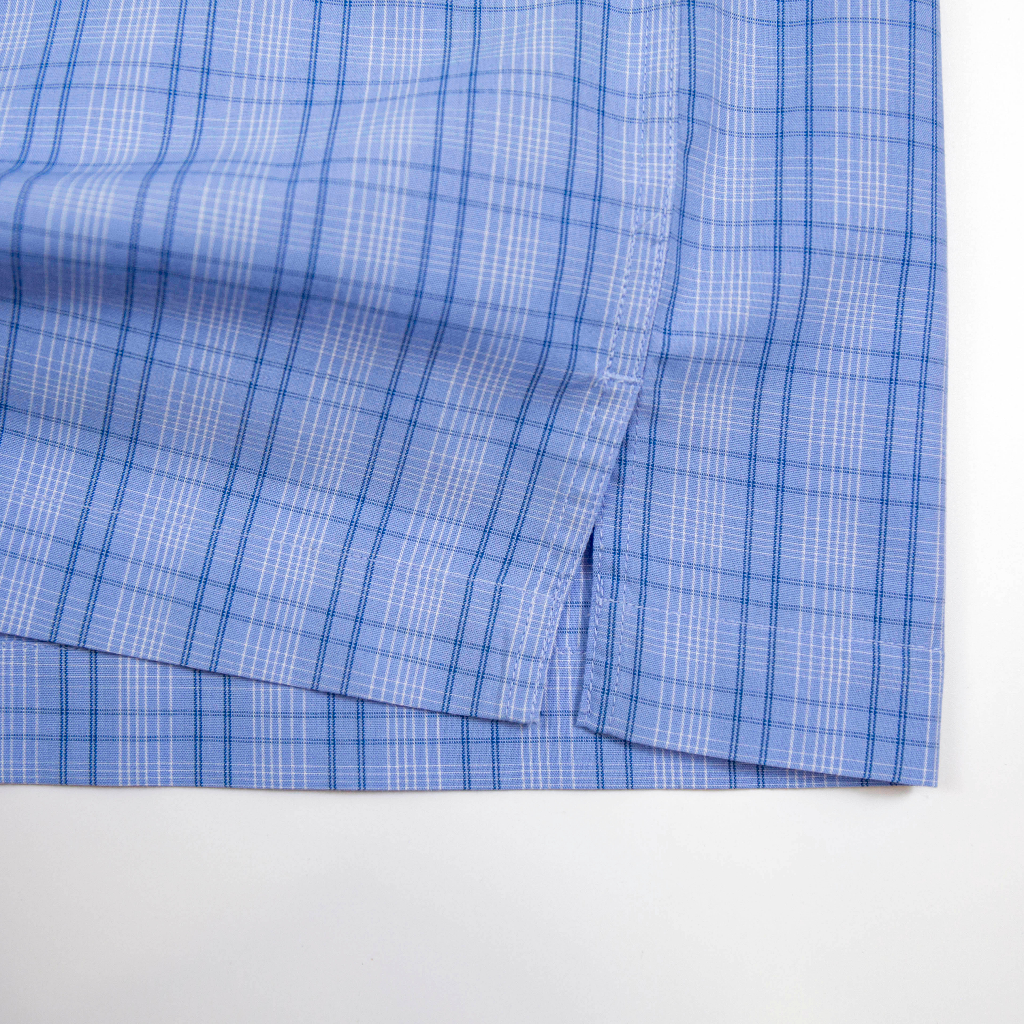 Áo Sơ Mi Nam Tay Ngắn Sọc Caro Vĩnh Tiến Dáng Regular Vạt Ngang 350 - G394