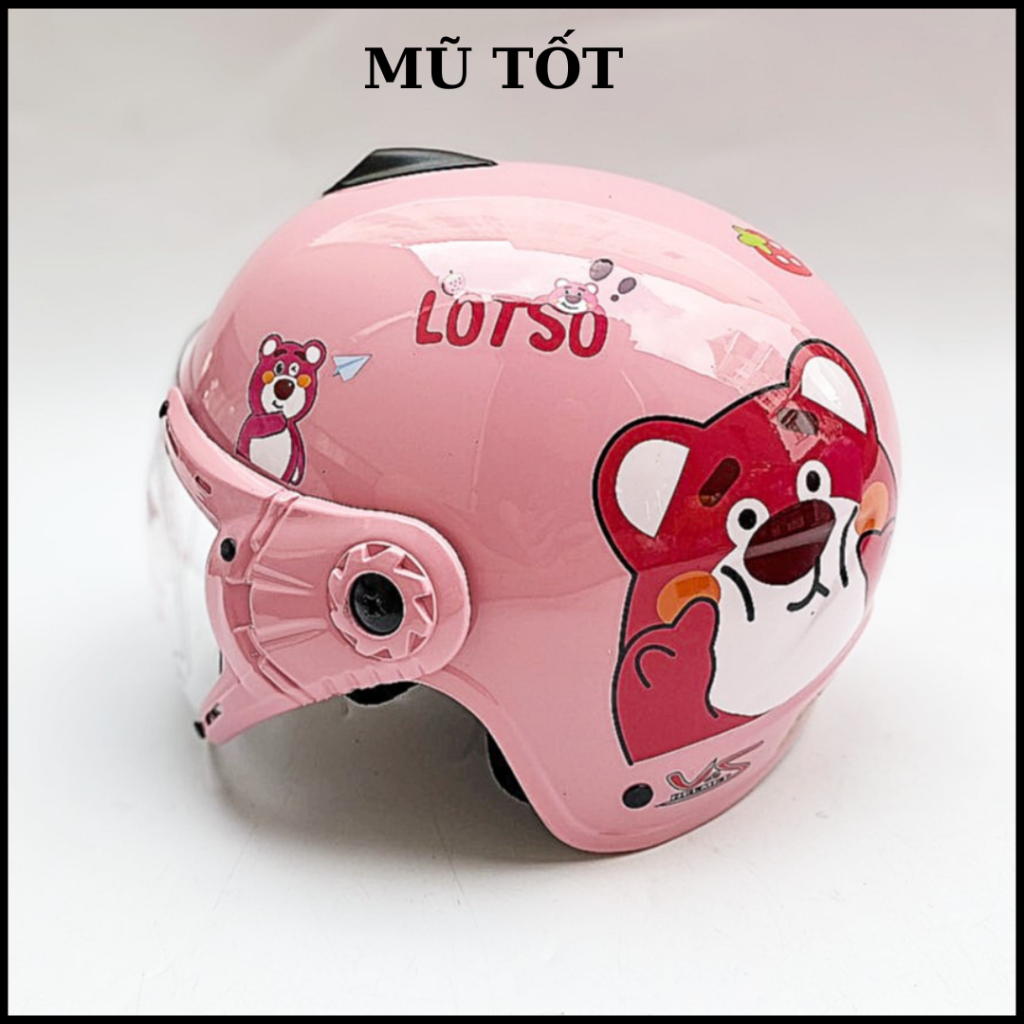 Mũ bảo hiểm cho bé gấu dâu lotso V&S dành cho bé từ 3-6 tuổi - bảo hành 12 tháng