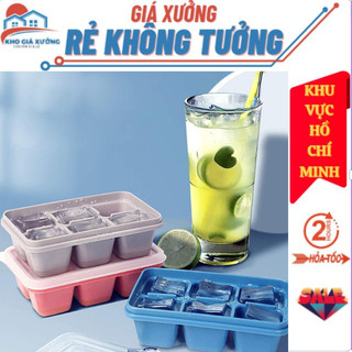  Khay làm đá có nắp,6 ô,chất liệu silicon,có thể dùng trữ thức ăn cho bé hoặc làm thạch,kích thước 7x11cm