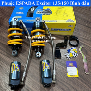 Phuộc ESPADA lò xo vàng có bình: Exciter 135 (200mm) , Exciter 150 (205mm), ( BH 6 tháng)