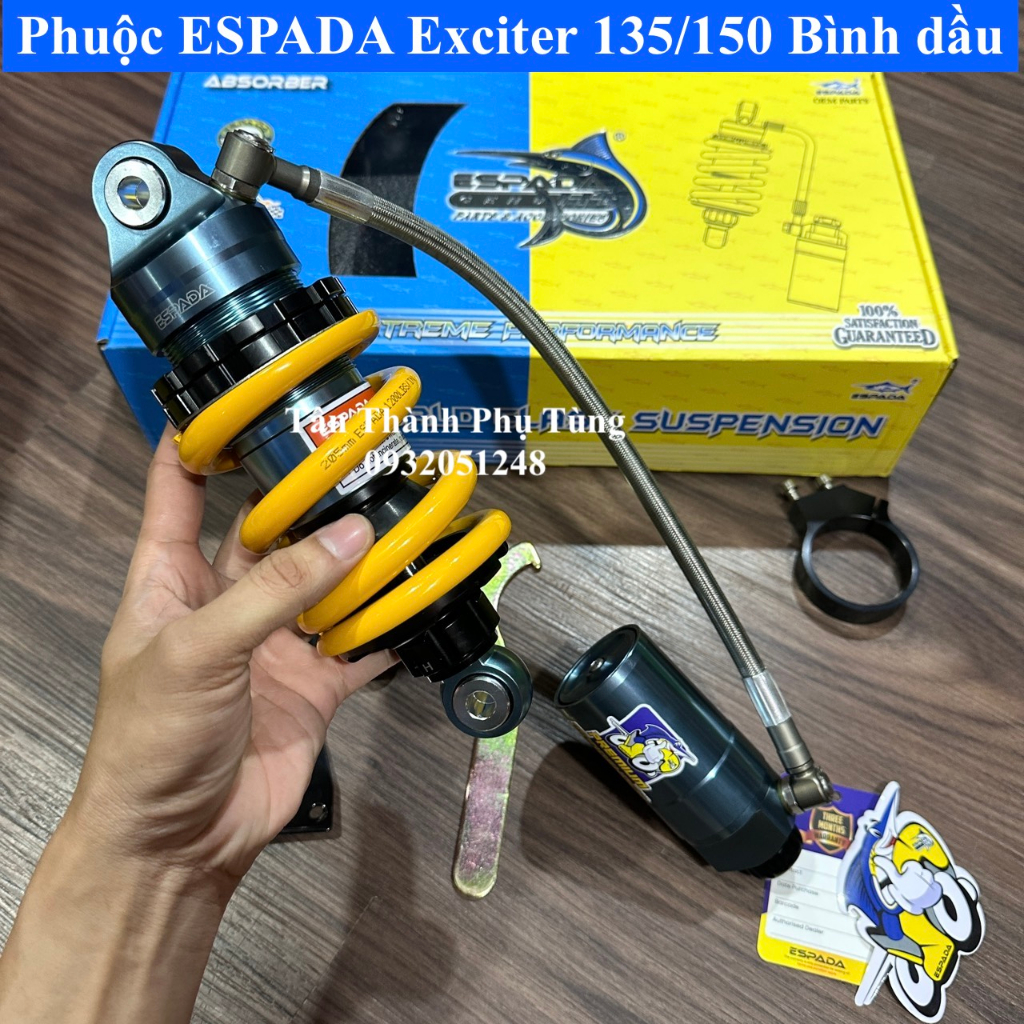 Phuộc ESPADA lò xo vàng có bình: Exciter 135  , Exciter 150 ,