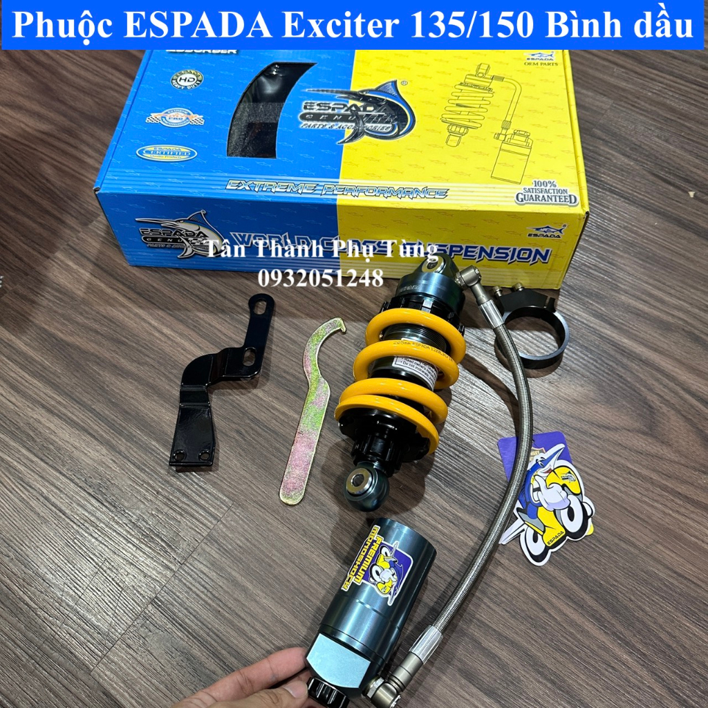 Phuộc ESPADA lò xo vàng có bình: Exciter 135  , Exciter 150 ,