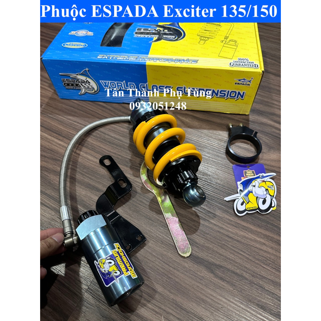 Phuộc ESPADA lò xo vàng có bình: Exciter 135  , Exciter 150 ,