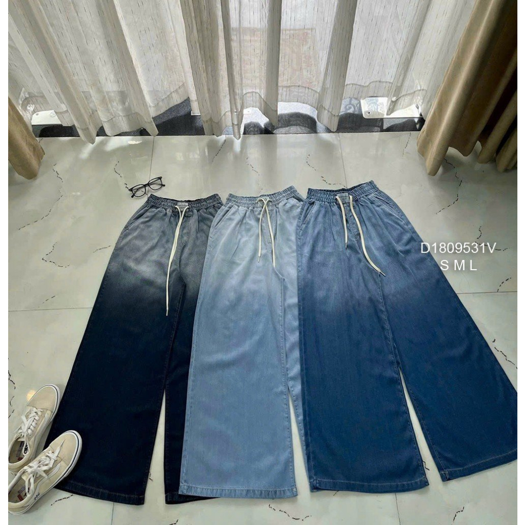 Quần jean baggy dáng suông dài kiểu phối loang hightlight màu hàng đẹp!