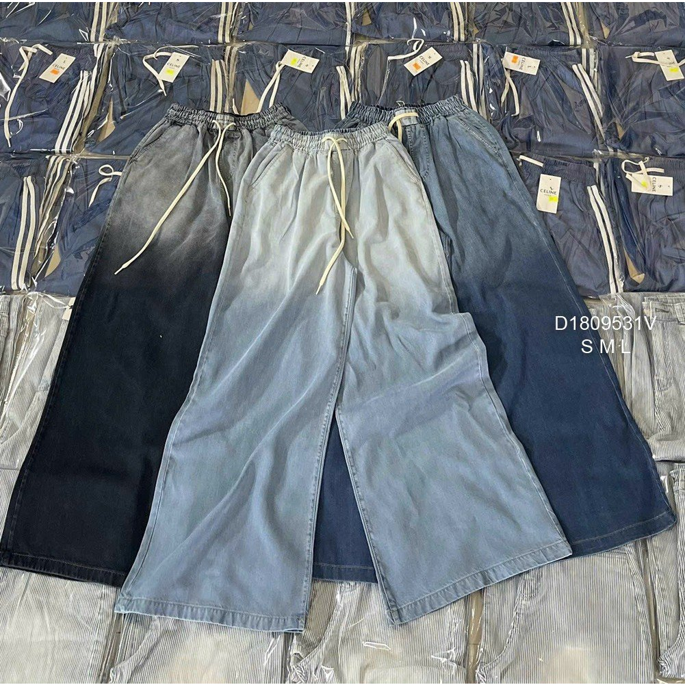 Quần jean baggy dáng suông dài kiểu phối loang hightlight màu hàng đẹp!