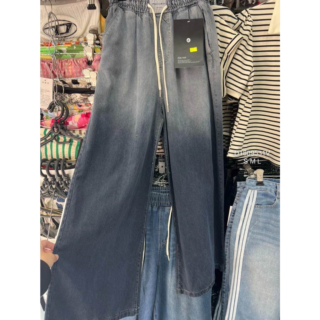 Quần jean baggy dáng suông dài kiểu phối loang hightlight màu hàng đẹp!