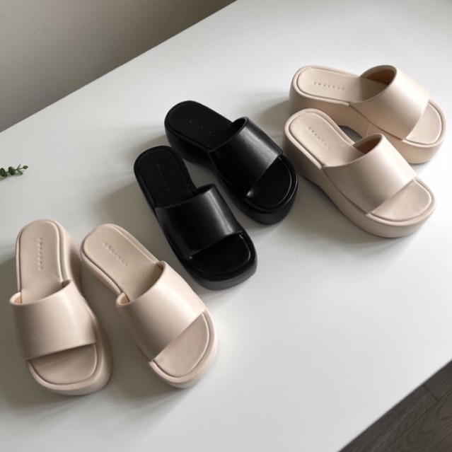 Sorami.Shoes | Dép bảng ngang đế 5cm, da mềm hàng công ty