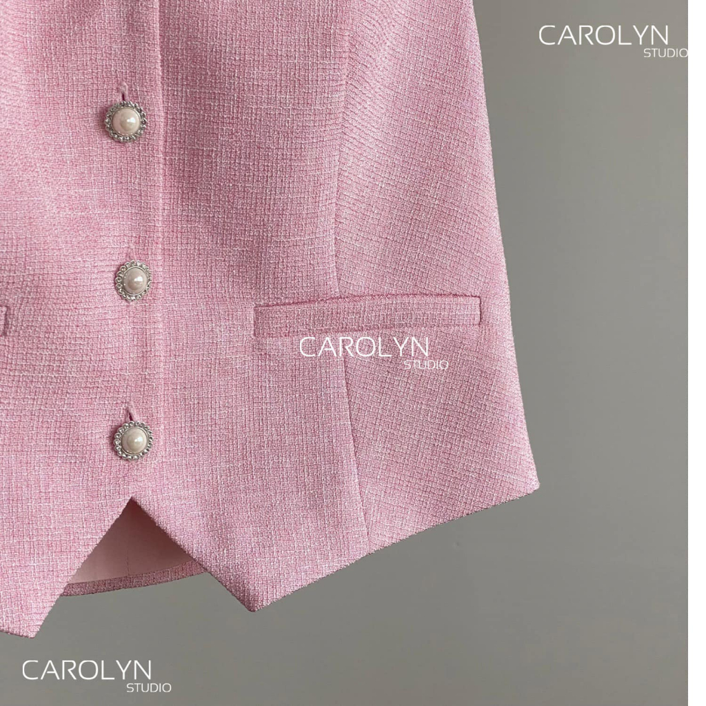 Áo gile vải tweed Carolyn ANN