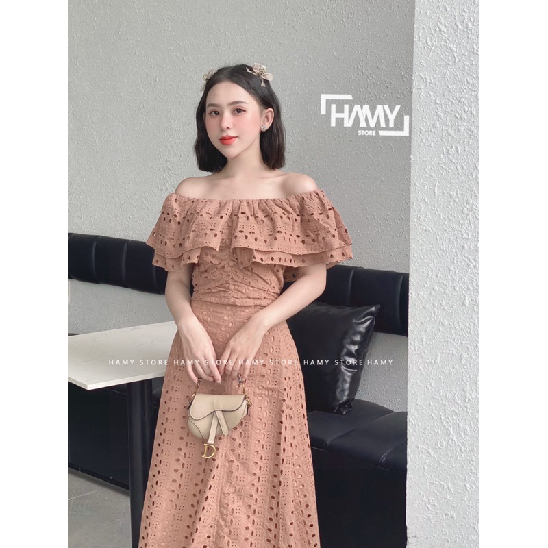 Sét Bệt Vai Ren Chân Váy Dài