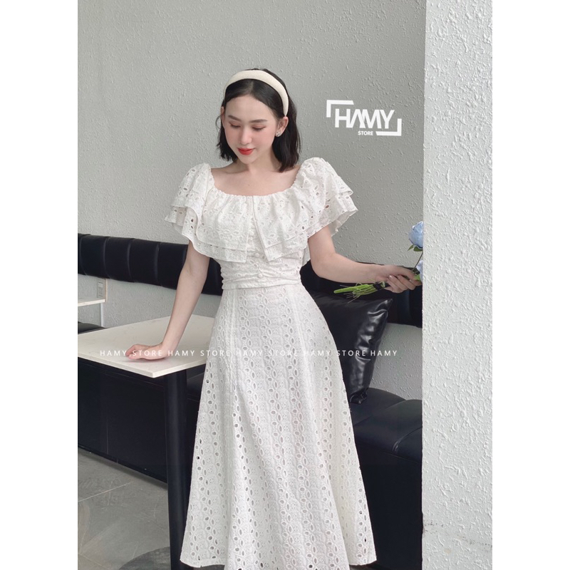 Sét Bệt Vai Ren Chân Váy Dài