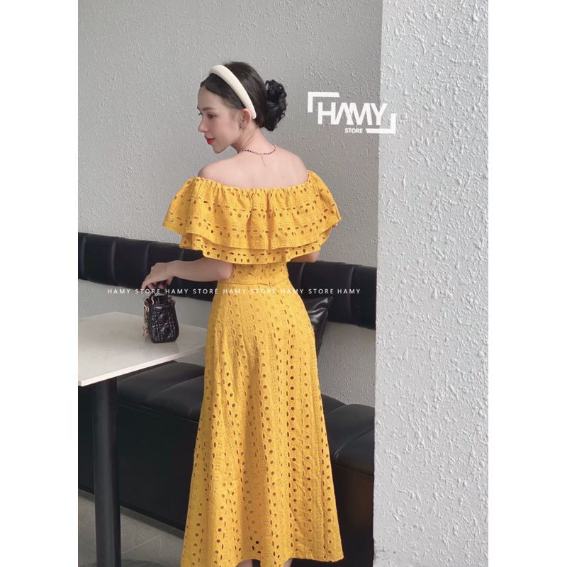 Sét Bệt Vai Ren Chân Váy Dài