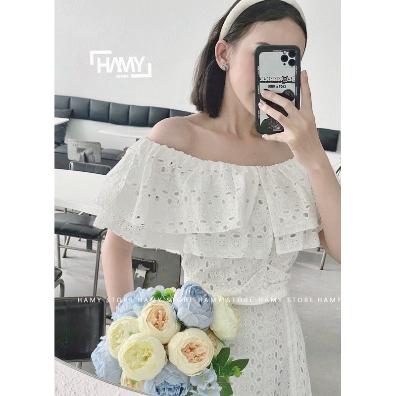 Sét Bệt Vai Ren Chân Váy Dài