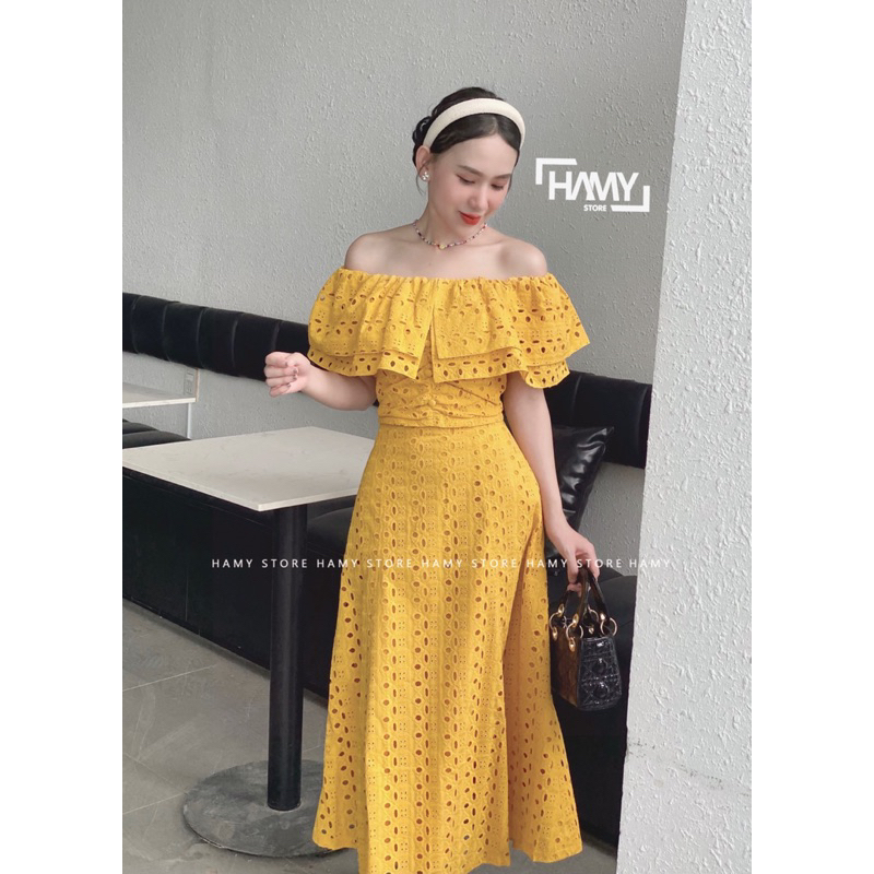 Sét Bệt Vai Ren Chân Váy Dài