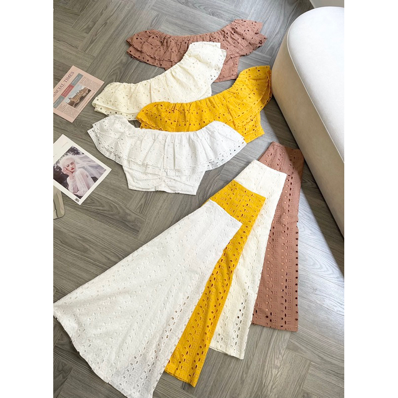 Sét Bệt Vai Ren Chân Váy Dài