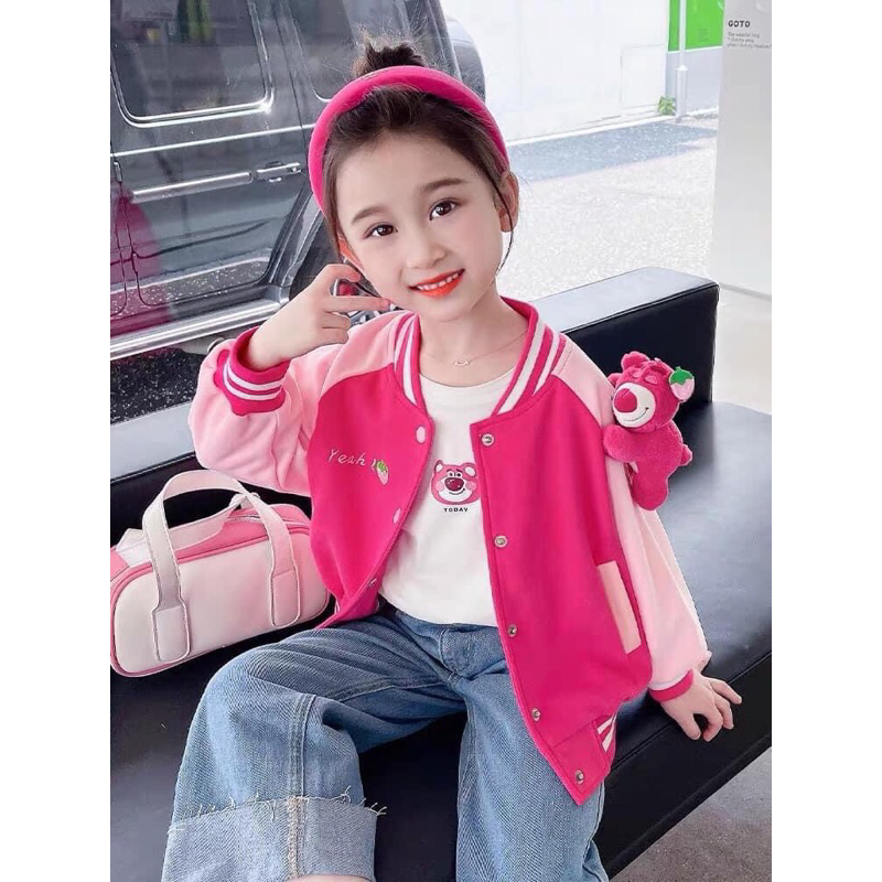Áo khoác gấu dâu kèm gấu thời trang cho bé 12-35kg nhà mộc baby a233