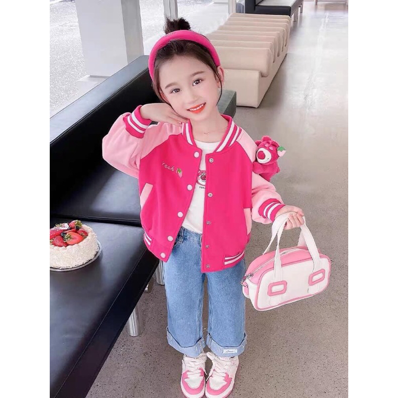 Áo khoác gấu dâu kèm gấu thời trang cho bé 12-35kg nhà mộc baby a233