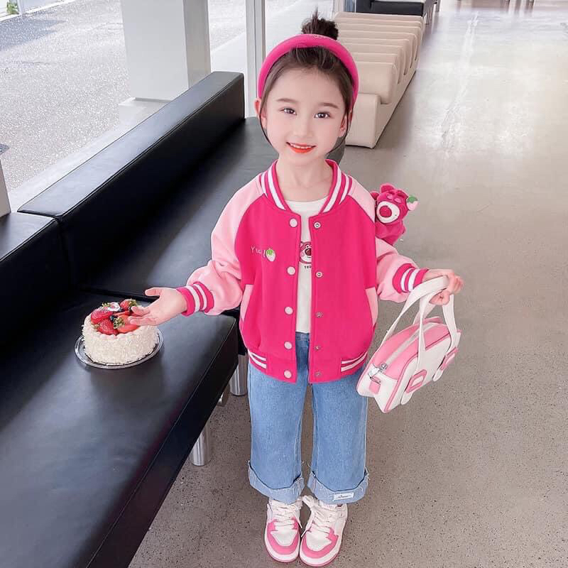 Áo khoác gấu dâu kèm gấu thời trang cho bé 12-35kg nhà mộc baby a233