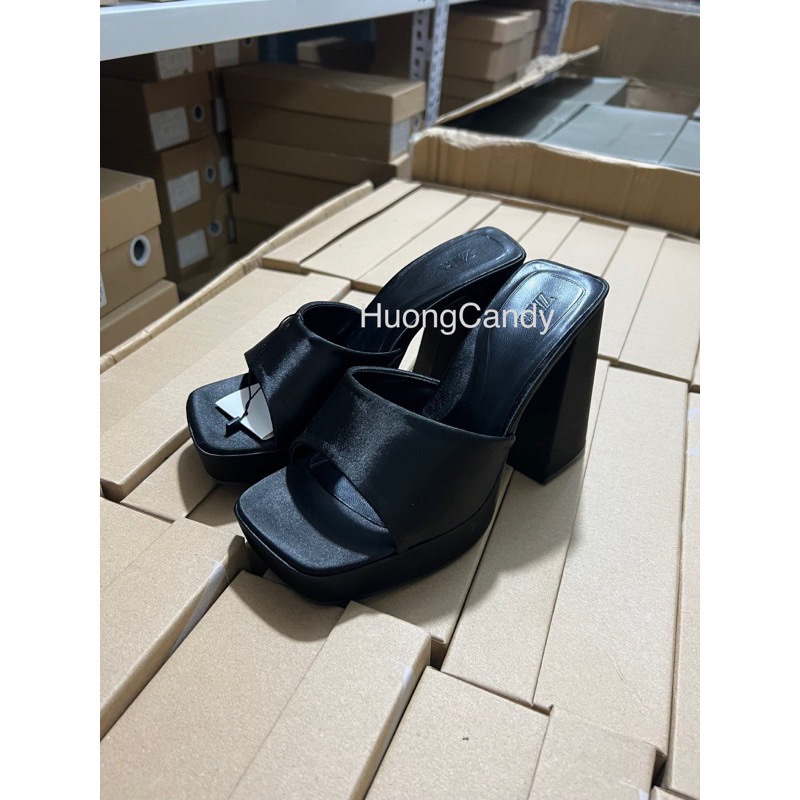 Dép cao gót độn đế ZR lụa full box