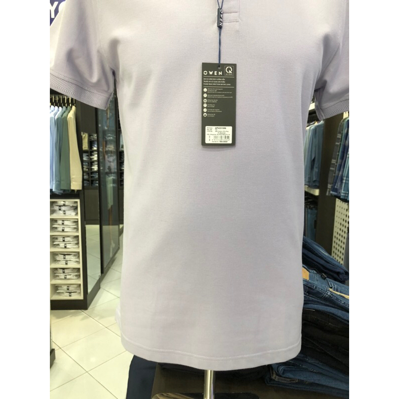 Áo polo owen màu tím body fit vải cotton APV231356