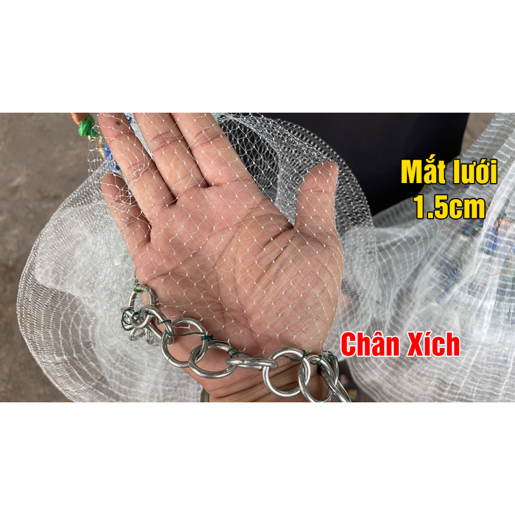 Chài Cước Thái Lan Mắt 1.5cm Tép + long tong Chân Xích và Chân Chì Hàng Thái Lan Chính Hãng