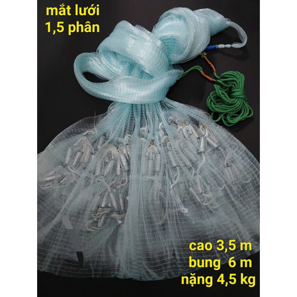 Chài Cước Thái Lan Mắt 1.5cm Tép + long tong Chân Xích và Chân Chì Hàng Thái Lan Chính Hãng