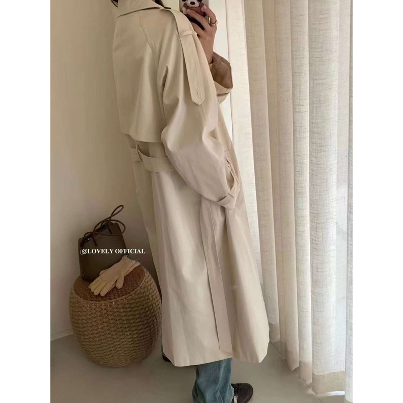 Áo Khoác Mangto Dáng Dài Tay Đai Phong Cách Hàn Quốc LOVELY