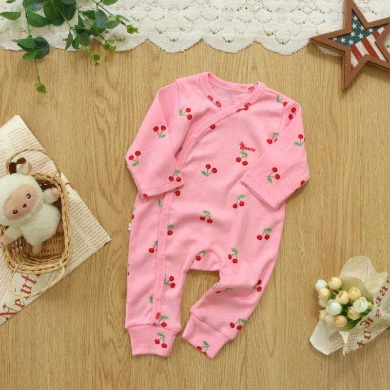 Bodysuit dài tay liền thân cúc chéo cho bé sơ sinh 3-10kg