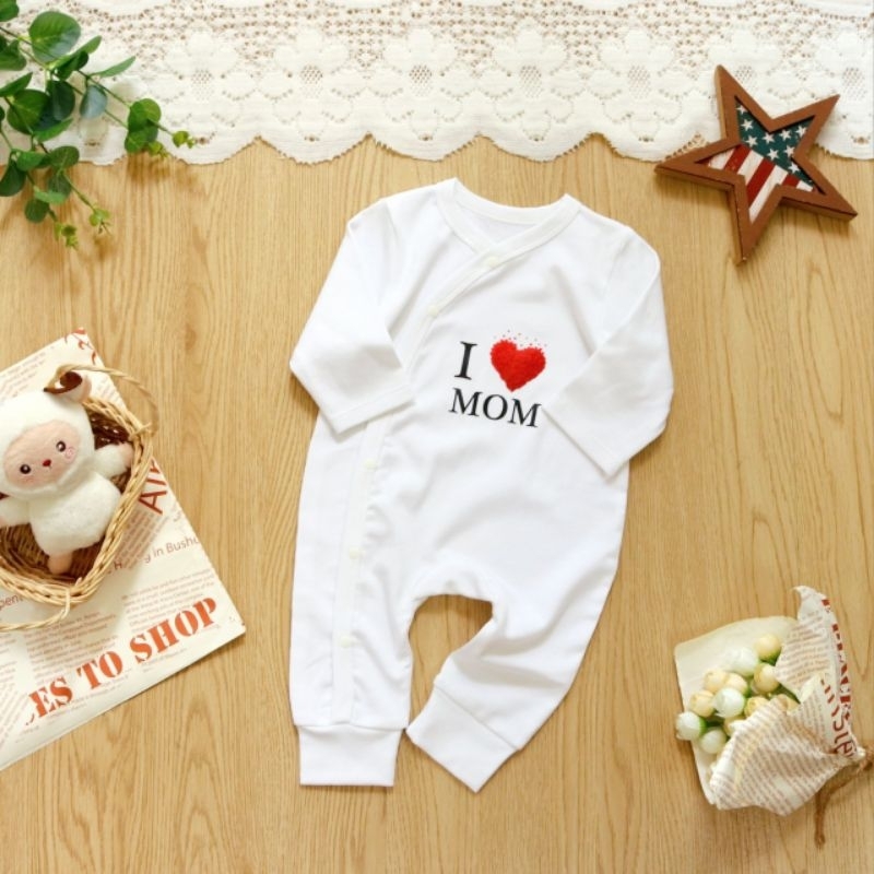 Bodysuit dài tay liền thân cúc chéo cho bé sơ sinh 3-10kg