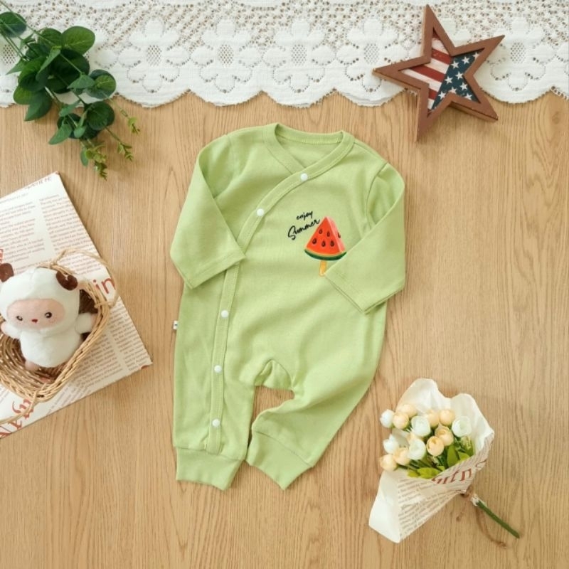 Bodysuit dài tay liền thân cúc chéo cho bé sơ sinh 3-10kg