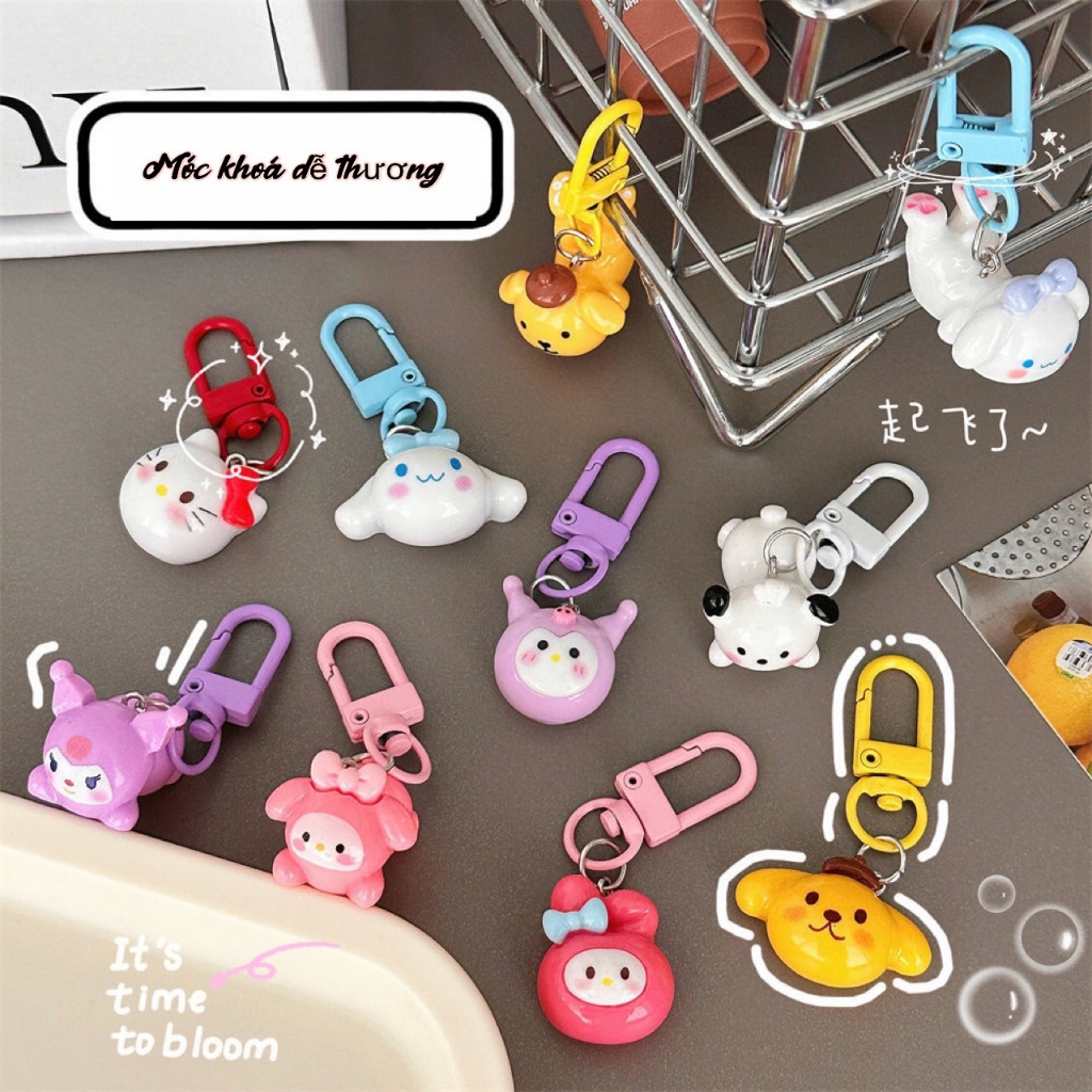 Móc Khóa Hình Nhân Vật Hoạt Hình Đáng Yêu Sarino Kuromi Melody Cinnamon Đáng Yêu - MK01